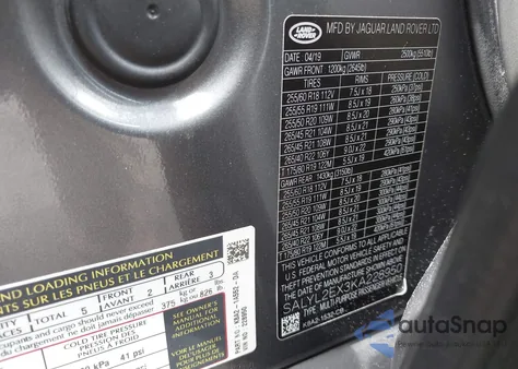 2019 Land Rover Range Rover Velar P250 R-Dynamic Se from USA, damaged, VIN SALYL2EX3KA228950